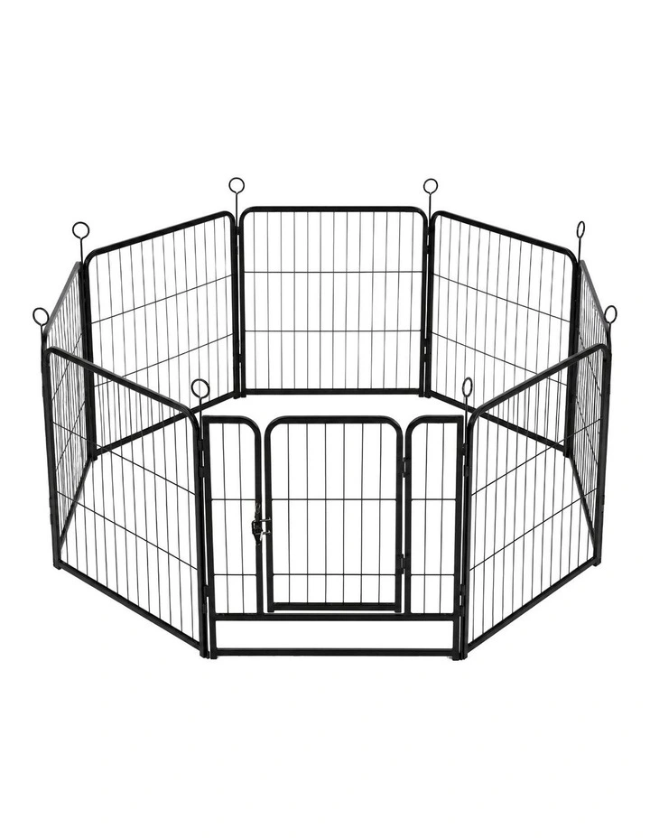 Pawz Dog Playpen 8 Panel Metal Dog Pen Foldable Tool Free Black image 1