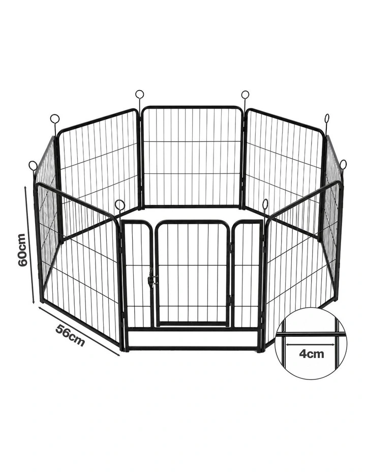 Pawz Dog Playpen 8 Panel Metal Dog Pen Foldable Tool Free Black image 3