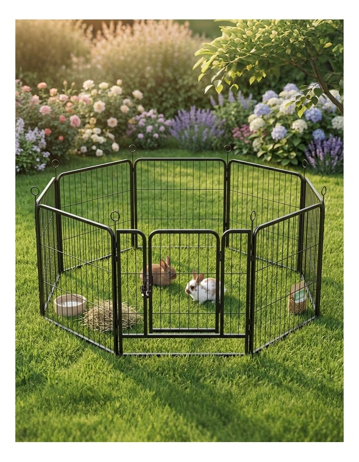 Pawz Dog Playpen 8 Panel Metal Dog Pen Foldable Tool Free Black image 5