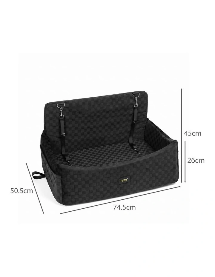PaWz Dog Booster Car Seat, Elevated Pet Car Bed with Tether, Front Back image 2