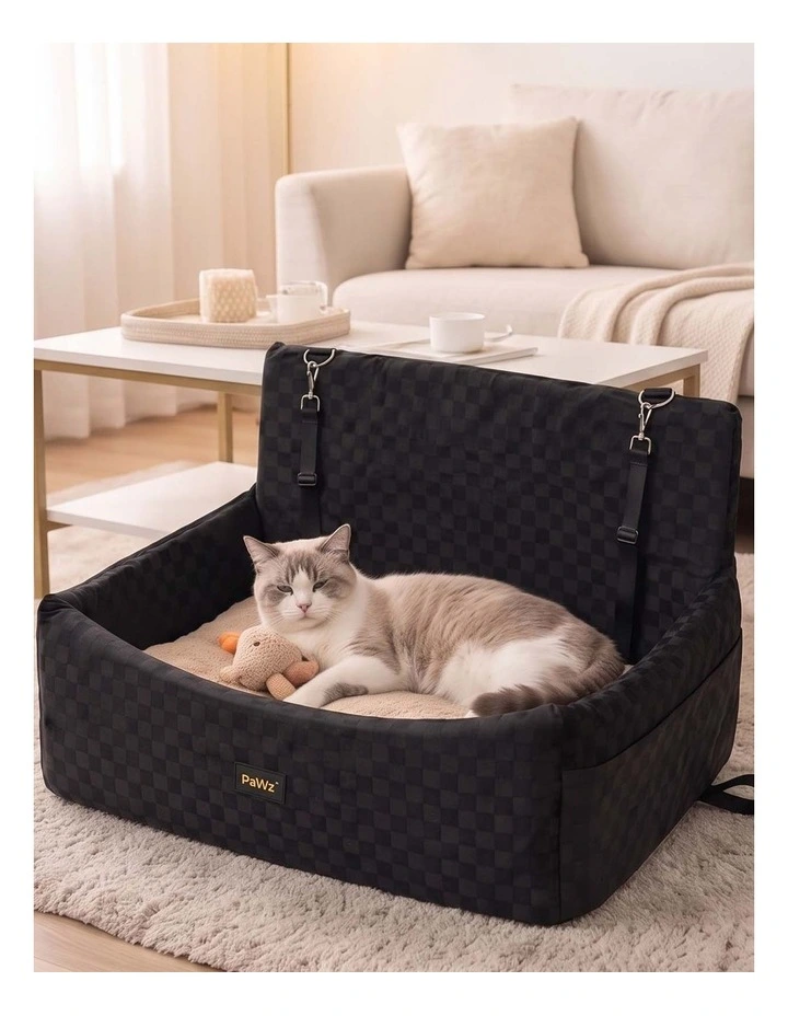 PaWz Dog Booster Car Seat, Elevated Pet Car Bed with Tether, Front Back image 6