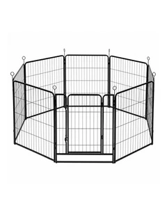 Pawz Dog Playpen 8-Panel Folding Dog Pen Steel Black