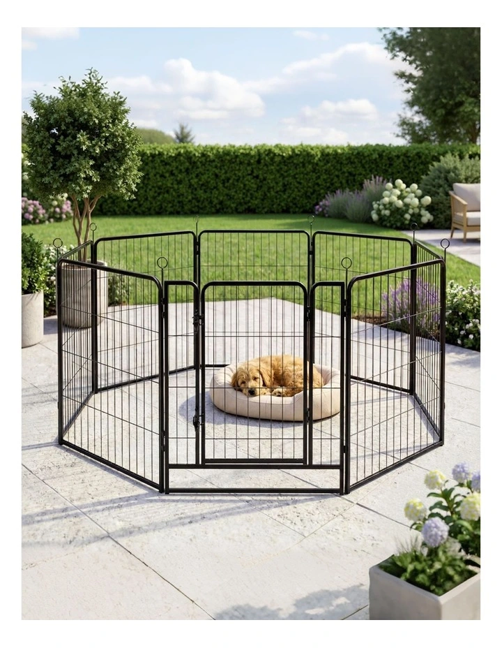 Pawz Dog Playpen 8-Panel Folding Dog Pen Steel Black image 4