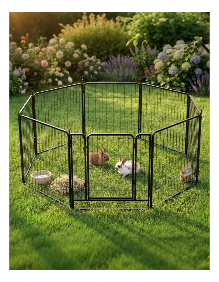 Pawz Dog Playpen 8-Panel Folding Dog Pen Steel Black image 5