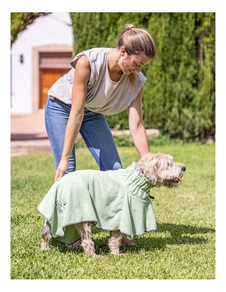 Vigar Pets Club Microfibre Pet Dog Bathrobe Towel Green image 3