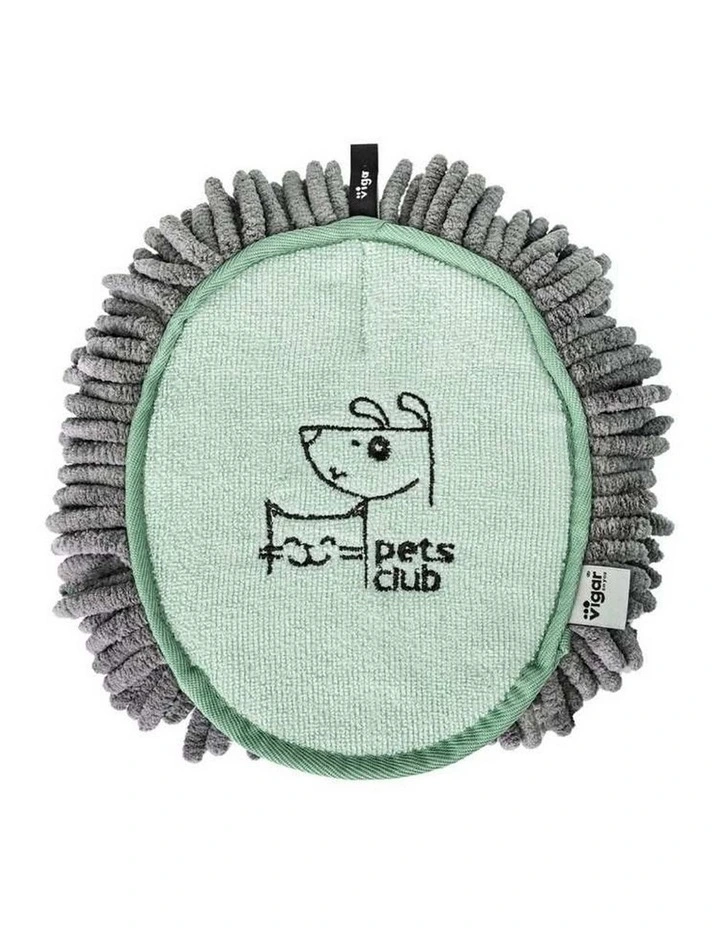 Vigar Pets Club Microfibre Cat and Dog Grooming Oval Mitt Green Grey image 1