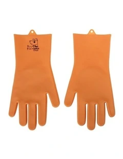 Vigar Pets Club Dog Washing Silicone Gloves Pair Orange