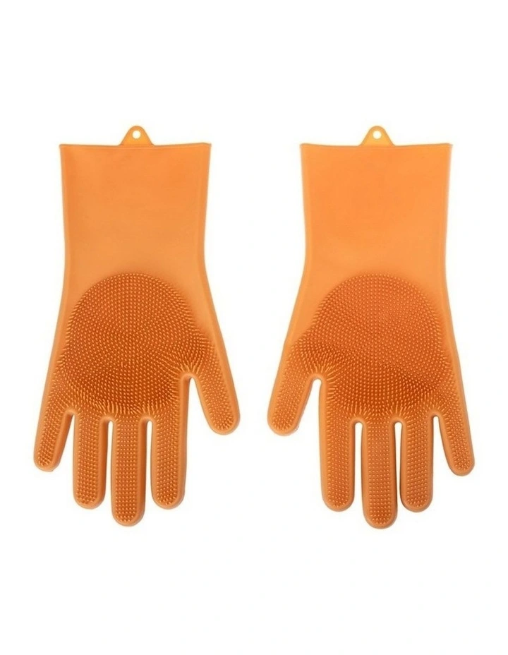 Vigar Pets Club Dog Washing Silicone Gloves Pair Orange image 4