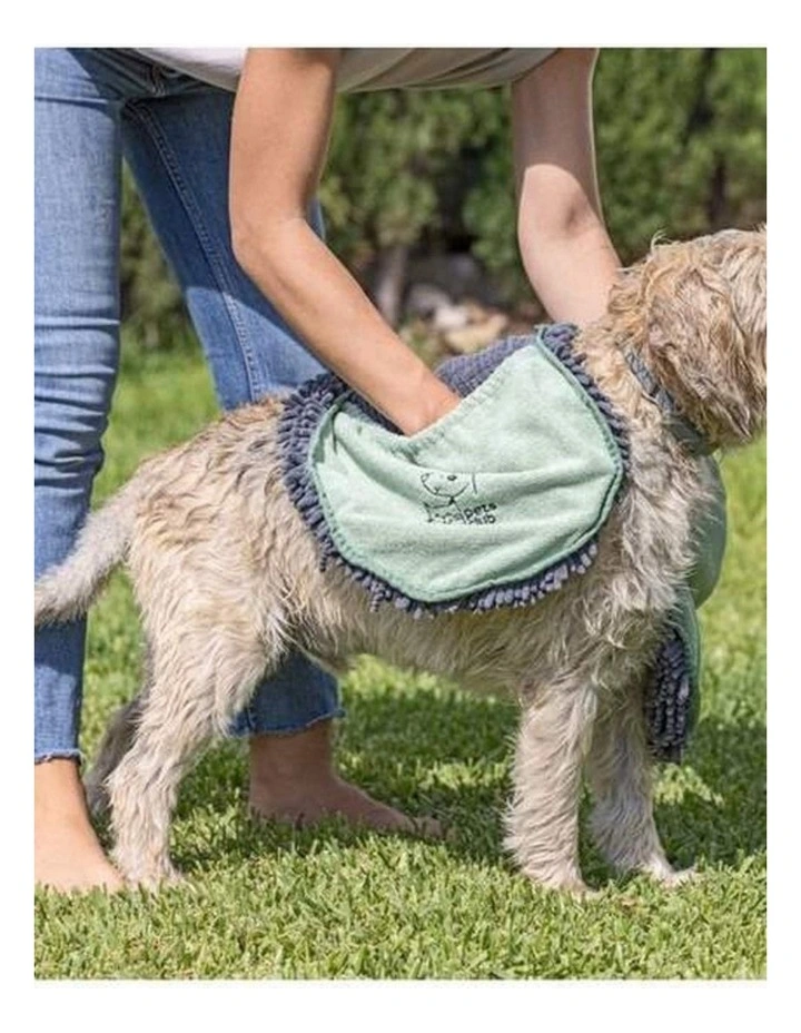 Vigar Pets Club Microfibre Cat and Dog Noodles Towel Green Grey image 3