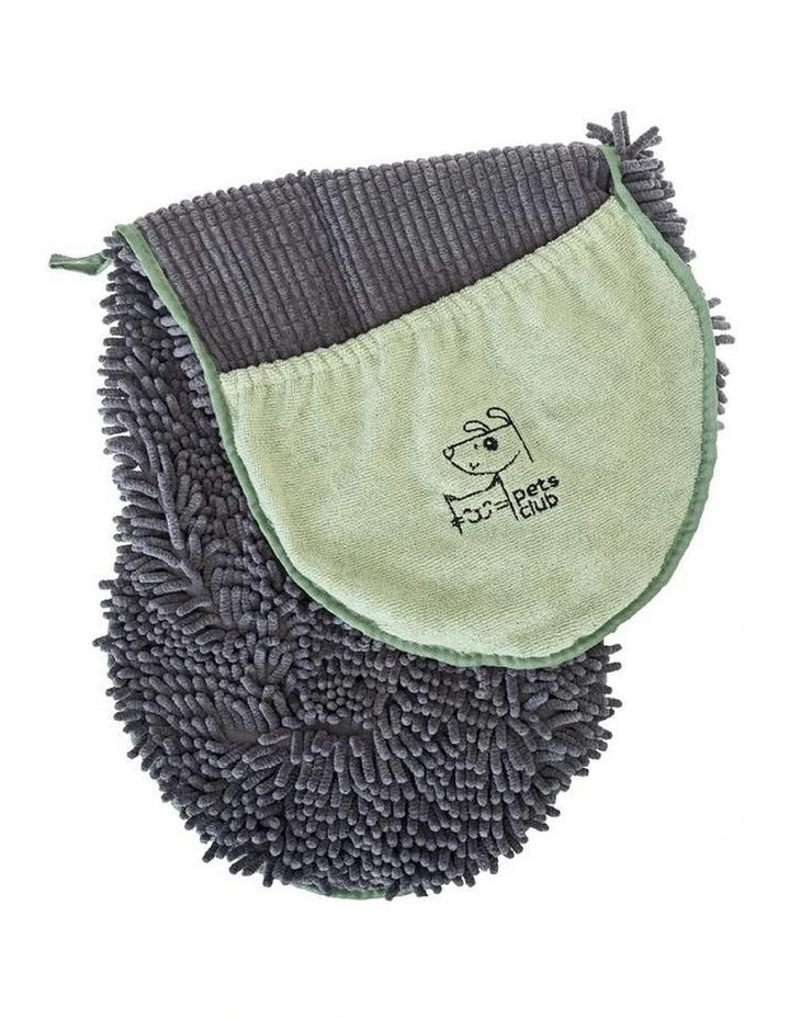 Vigar Pets Club Microfibre Cat and Dog Noodles Towel Green Grey image 5