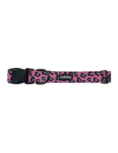Annabel Trends Hot Dog Adjustable Collar Pink Ocelot Neoprene Padding