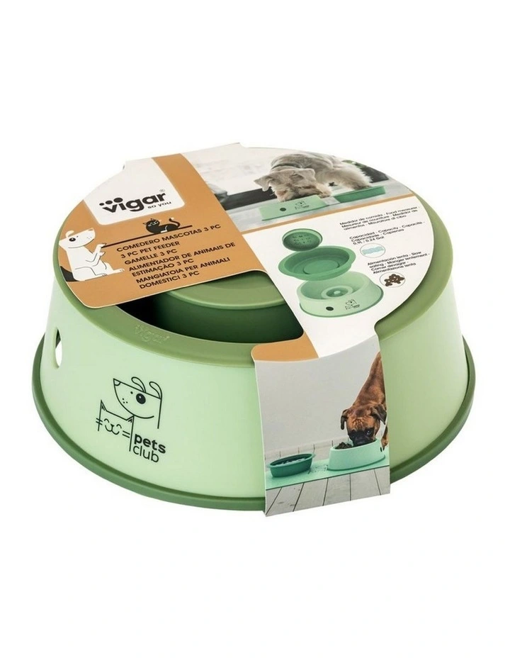 Vigar Pets Club Cat and Dog 3 in 1 Feeder Bowl Green Animal Feeding image 2