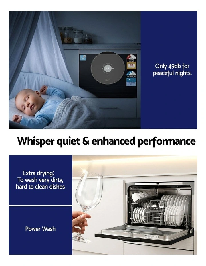 Setting Benchtop Dishwasher 50cm 6 Place in Black image 7