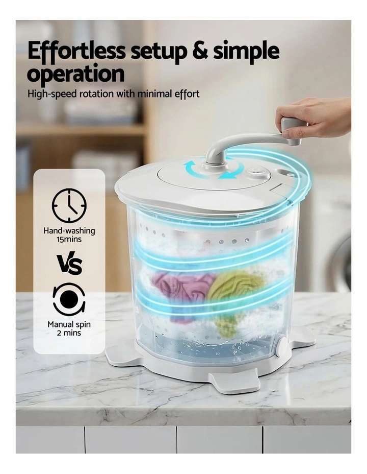 Portable Washing Machine Manual Spin Dryer in White image 6