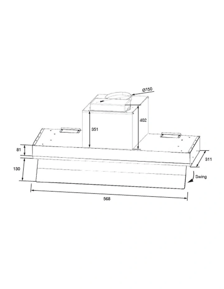 Hybrid Concealed Swing-Out Rangehood 60cm Adjustable LED Lamps image 6