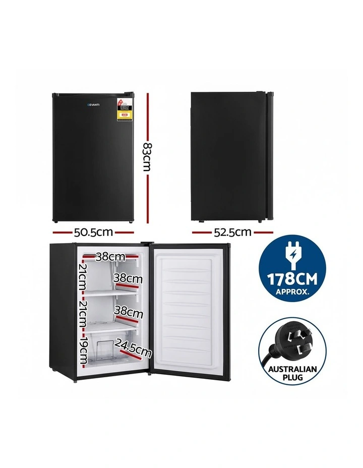 Devanti 81L Upright Freezer Fridge Black image 2
