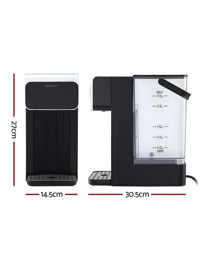 Devanti Instant Hot Water Dispenser 3L Heating Kettle 2400W Touch Control Water Black image 2