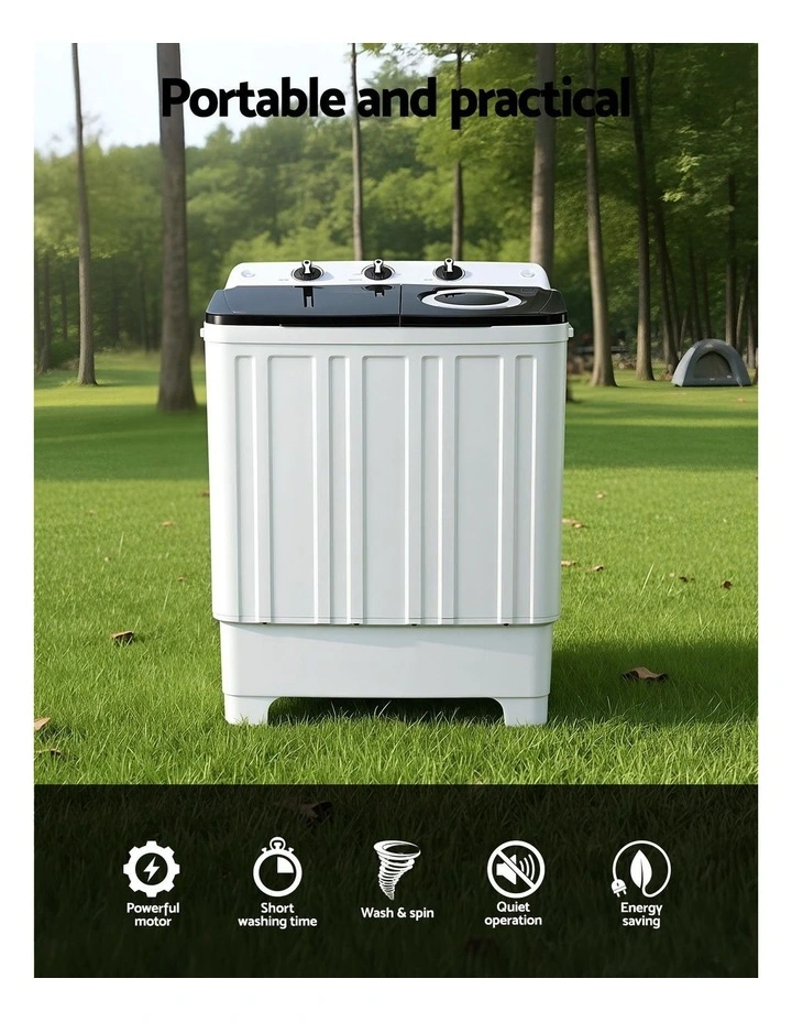 Devanti Portable Washing Machine Twin Tub 7KG White image 5
