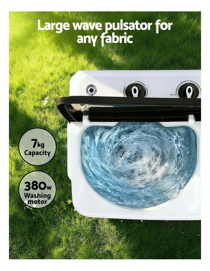Devanti Portable Washing Machine Twin Tub 7KG White image 6