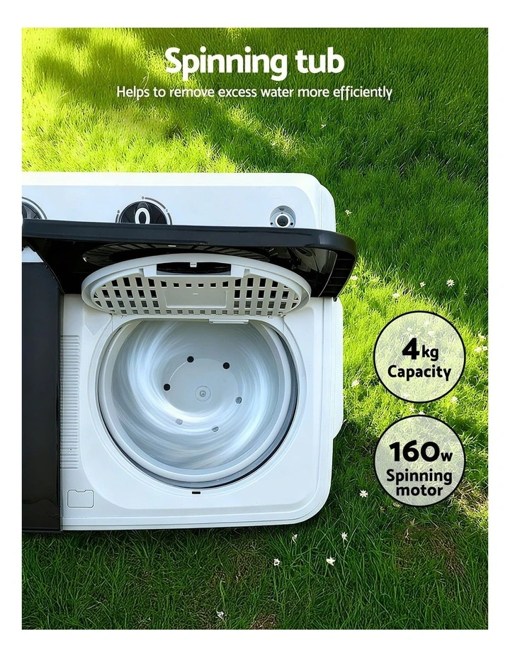 Devanti Portable Washing Machine Twin Tub 7KG White image 7