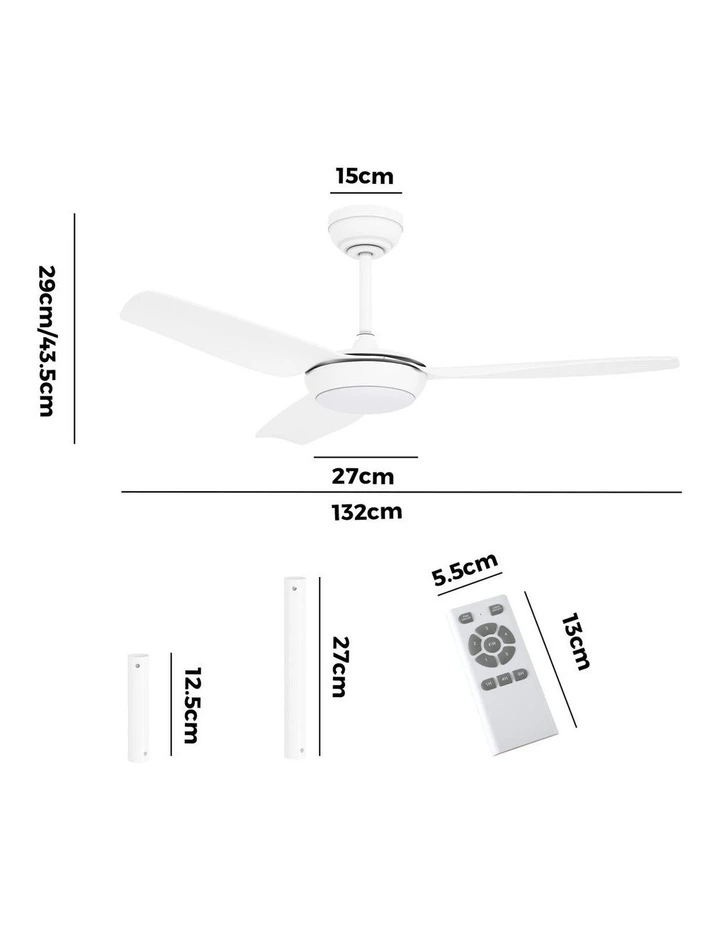 Vevare 52 Ceiling Fan DC Motor With Light Remote Control 5 Speed Fans White image 3