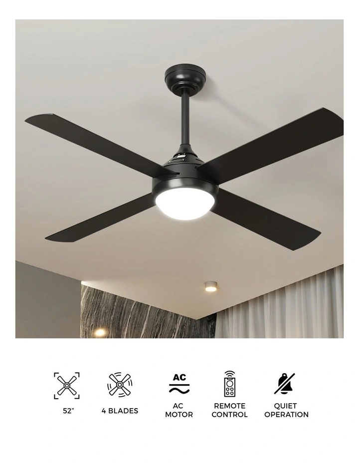 Vevare 52 Ceiling Fan AC Motor With Light Remote Control Fans 4 Blades Black image 5