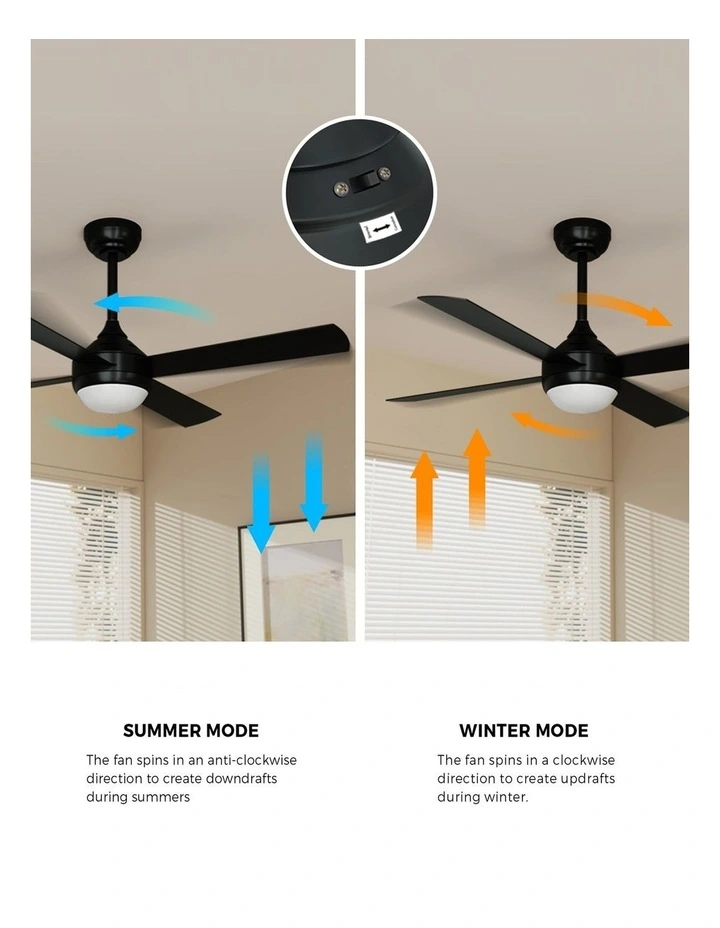 Vevare 52 Ceiling Fan AC Motor With Light Remote Control Fans 4 Blades Black image 7