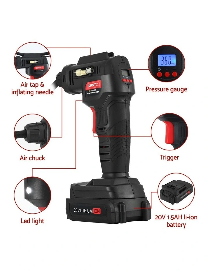 Cordless Tyre Inflator Portable Air Compressor Pump 20V image 5
