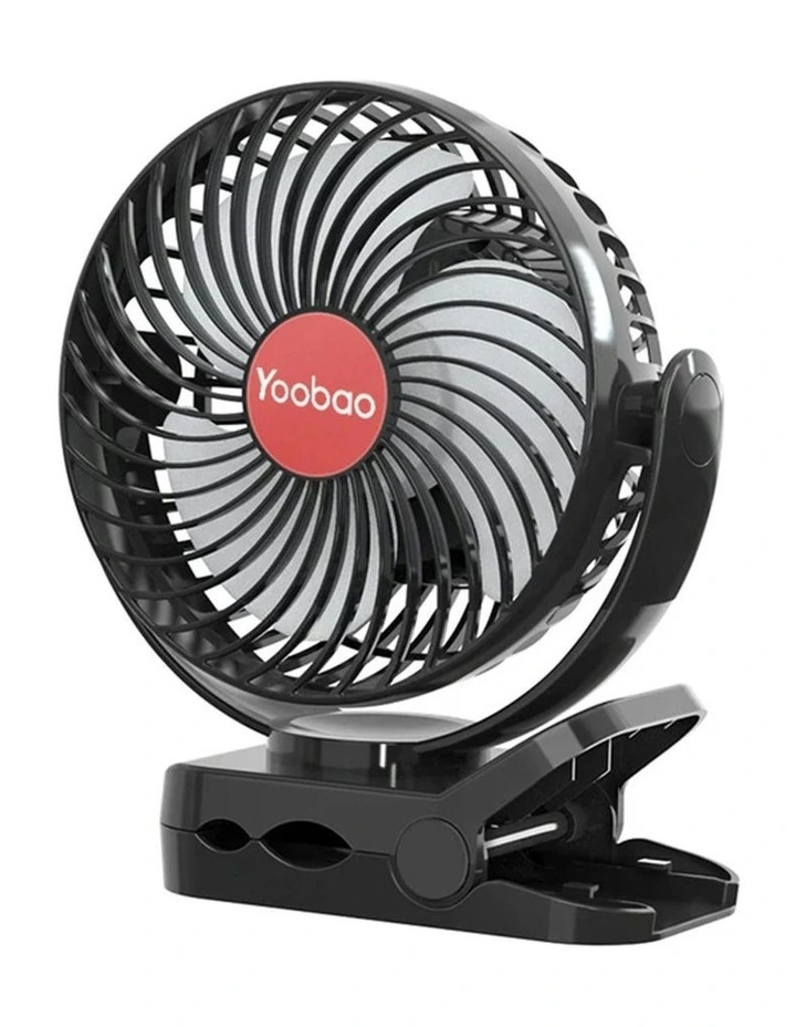 3-in-1 Rechargeable With LED Light And 8000mah Power Bank Clip Fan in Black image 2