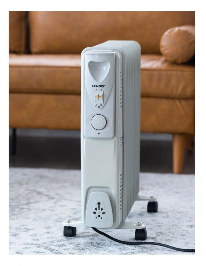 11-Fin Oil Column Heater With 3 Heat Settings And Wheels in White image 2