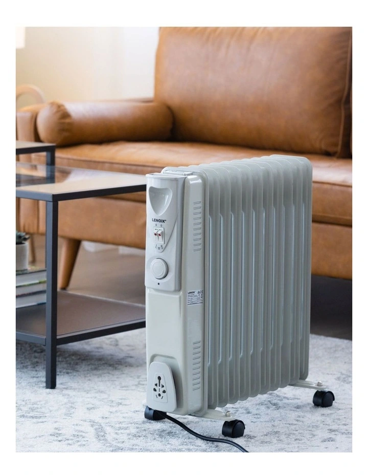 11-Fin Oil Column Heater With 3 Heat Settings And Wheels in White image 3