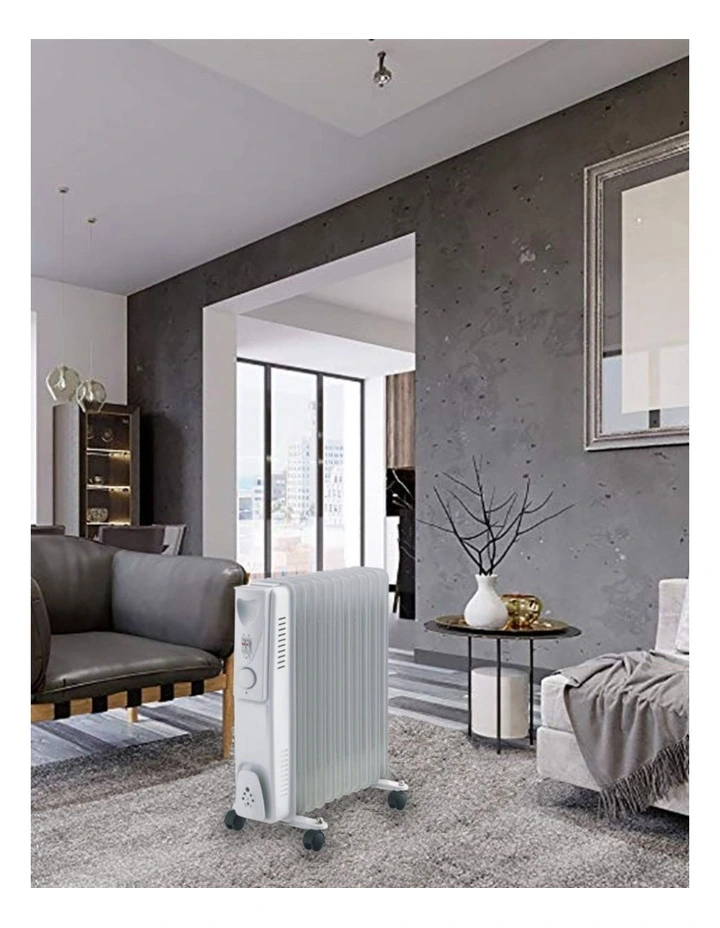11-Fin Oil Column Heater With 3 Heat Settings And Wheels in White image 5