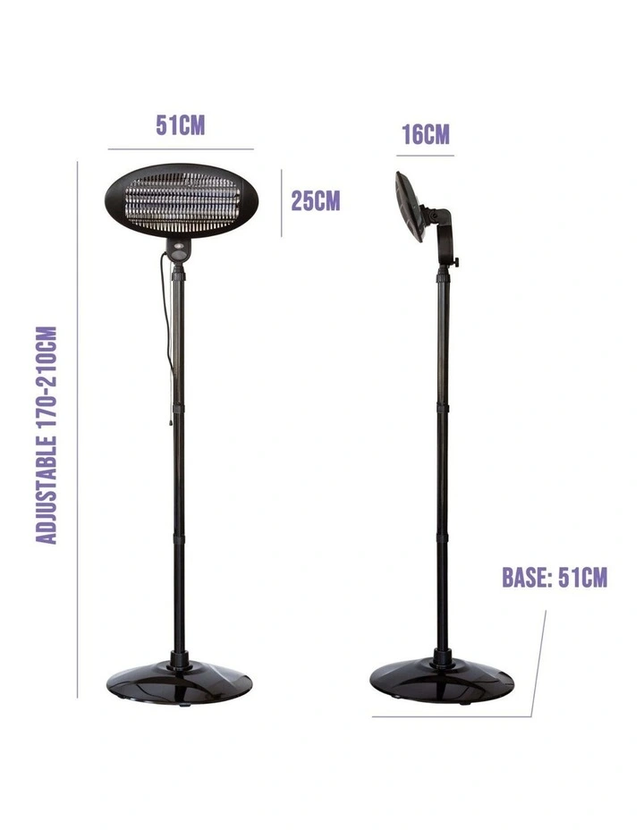 2.1m Adjustable Portable Electric Patio Heater in Black image 2