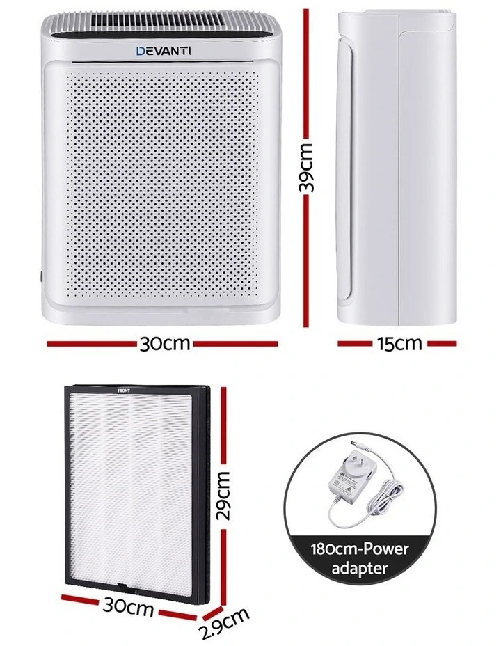 Devanti Air Purifier H12 HEPA Cleaner PM2.5 Display Spare Filter White image 2