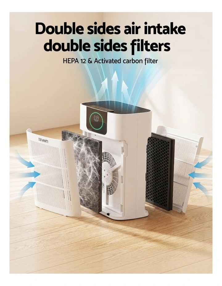 Devanti Air Purifier Filter Replacement H12 HEPA 2 Pack Dual Intake image 5