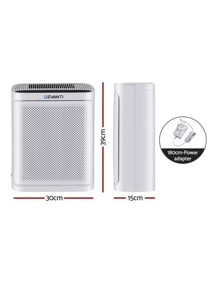 Devanti Air Purifier HEPA Air Cleaner Digital Display Bedroom White image 2