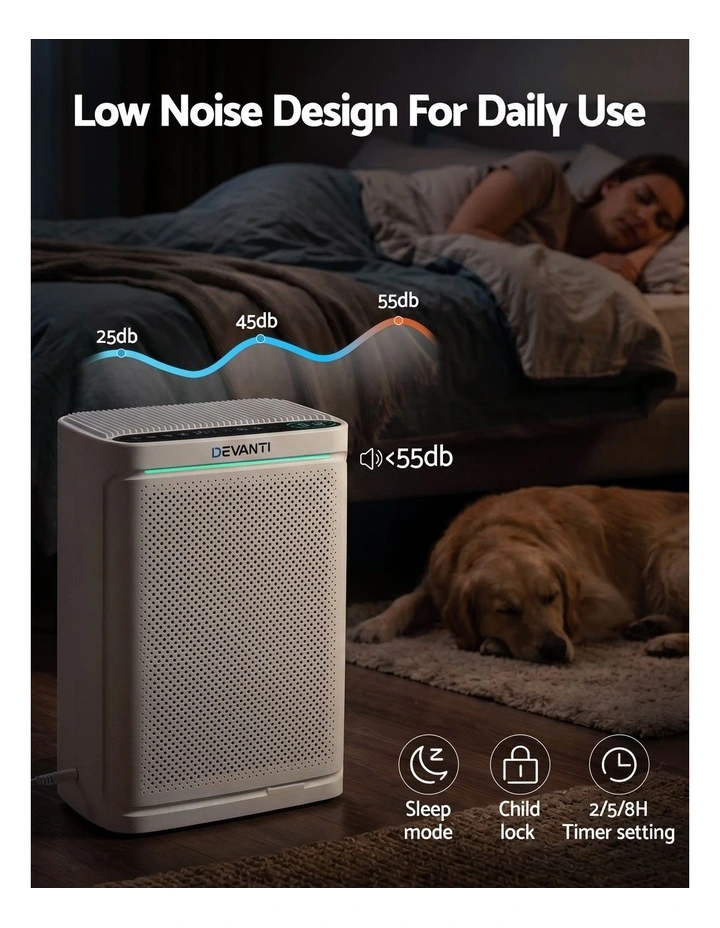 Devanti Air Purifier HEPA Air Cleaner Digital Display Bedroom White image 4