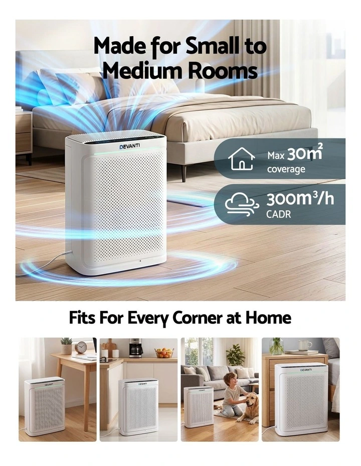 Devanti Air Purifier HEPA Air Cleaner Digital Display Bedroom White image 5