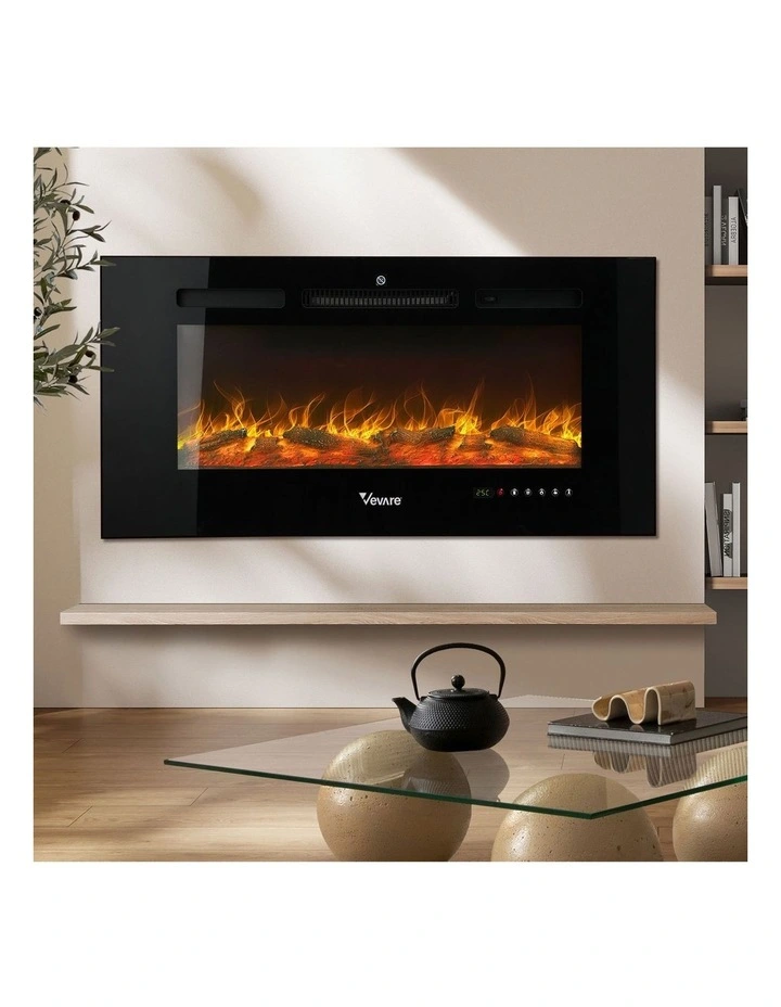 Vevare Electric Fireplace Heater Wall Mounted 3D Flame Effect Indoor 2000W image 4