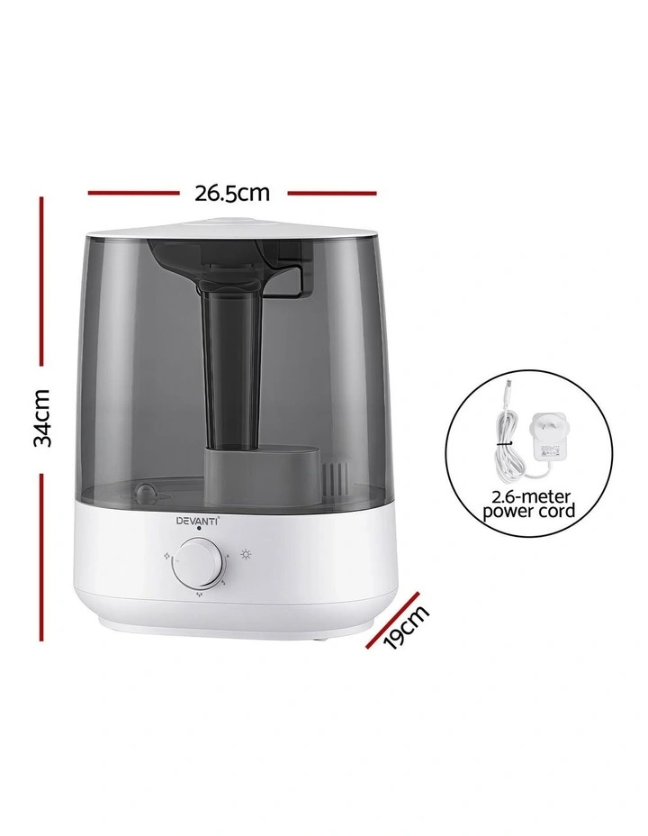 Devanti Ultrasonic Humidifier Aroma Diffuser Top Fill Quiet Bedroom 6L image 2