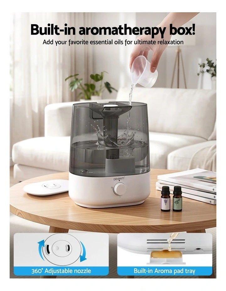 Devanti Ultrasonic Humidifier Aroma Diffuser Top Fill Quiet Bedroom 6L image 6