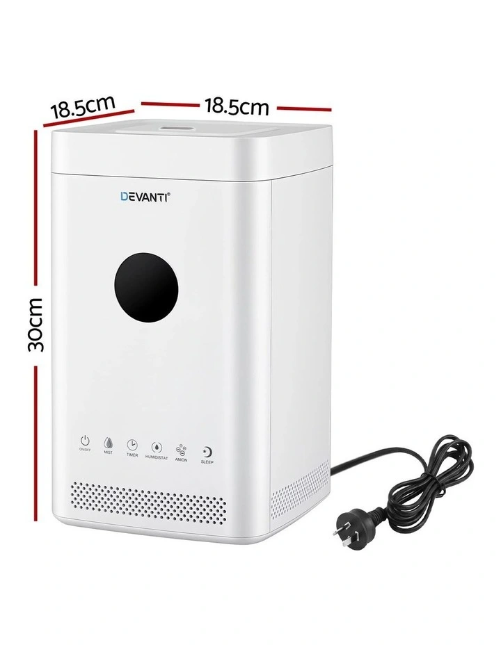 Devanti Ultrasonic Humidifier Air Purifier Top Fill Auto Humidity 3.5L White image 2