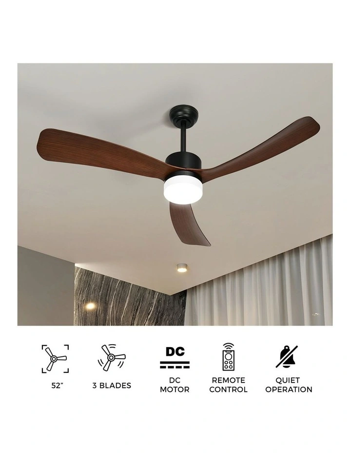 Vevare 132cm Ceiling Fan With Light DC Motor 5 Speed Fans Remote Control Walnut image 5