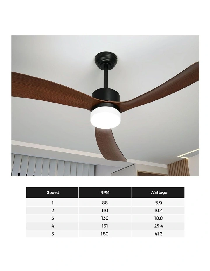 Vevare 132cm Ceiling Fan With Light DC Motor 5 Speed Fans Remote Control Walnut image 6