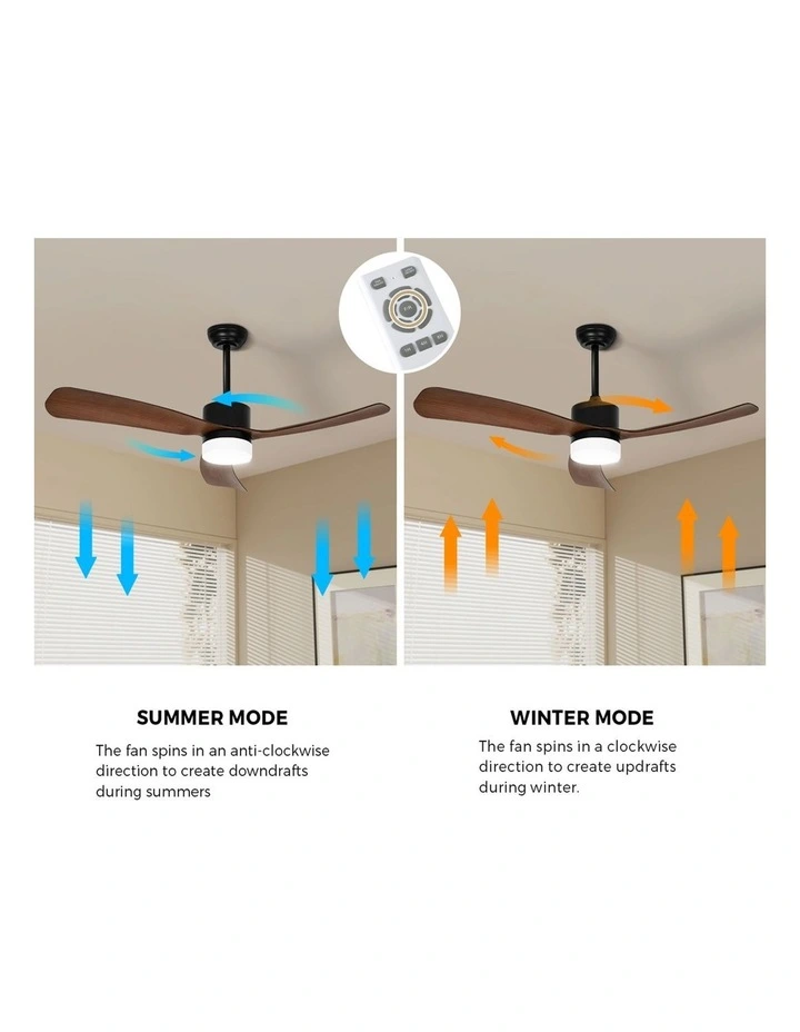 Vevare 132cm Ceiling Fan With Light DC Motor 5 Speed Fans Remote Control Walnut image 7