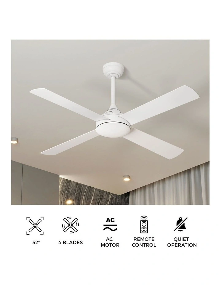 Vevare 132cm Ceiling Fan AC Motor with Remote Control Timer 4 Blades Fans White image 5