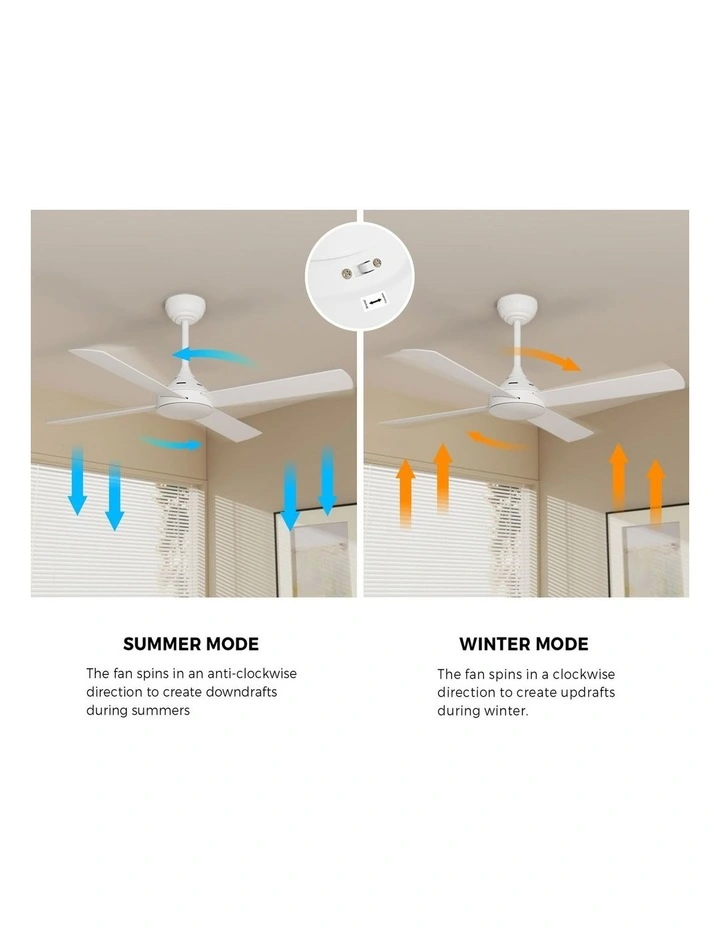 Vevare 132cm Ceiling Fan AC Motor with Remote Control Timer 4 Blades Fans White image 7