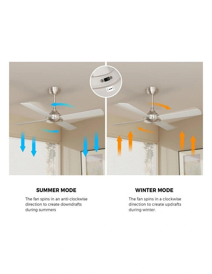 Vevare 132cm Ceiling Fan AC Motor with Remote Control Timer 4 Blades Fans Silver image 7