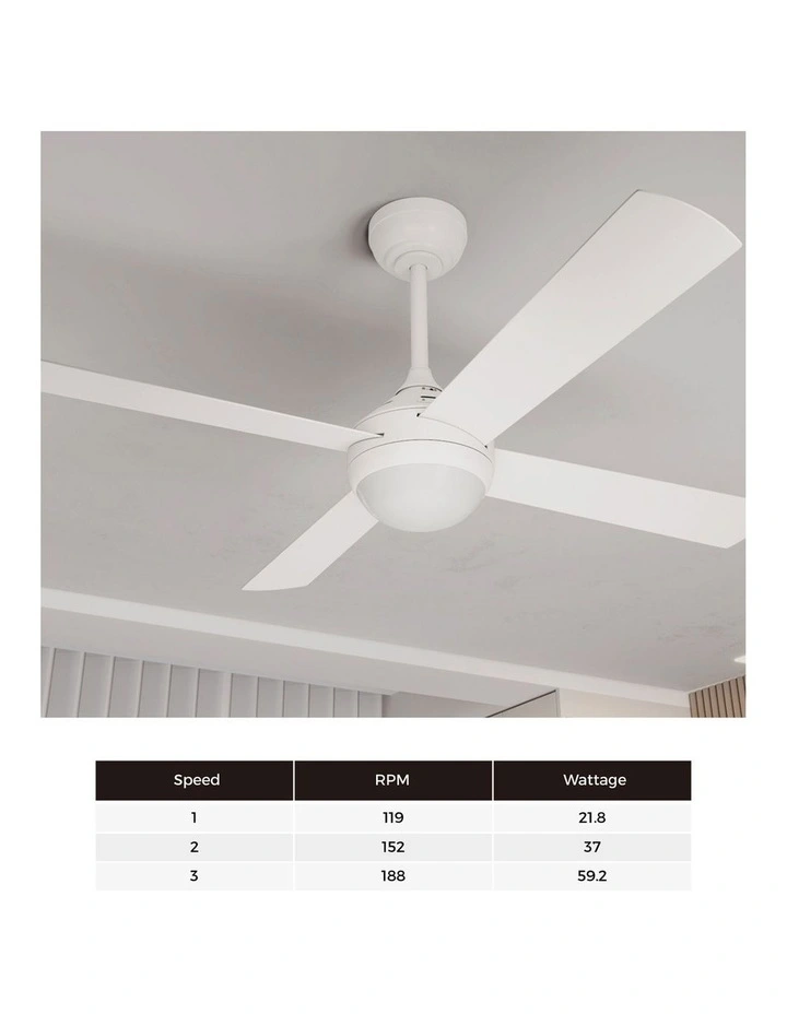 Vevare 132cm Ceiling Fan AC Motor With Light Remote Control Fans 4 Blades White image 5