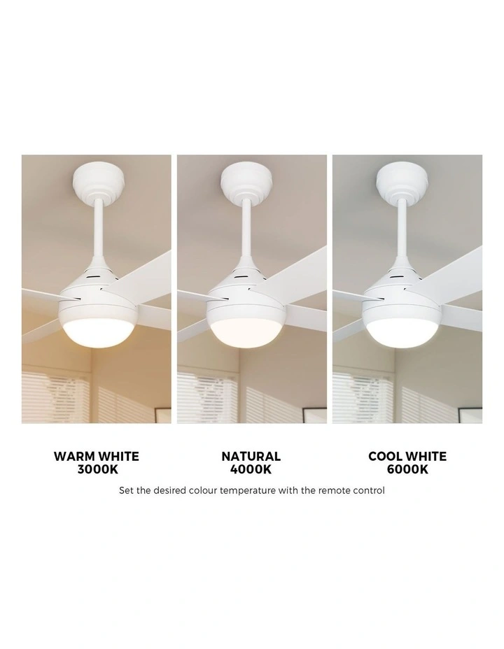 Vevare 132cm Ceiling Fan AC Motor With Light Remote Control Fans 4 Blades White image 7